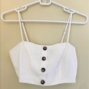 Forever 21 women’s white cropped tie back tank top